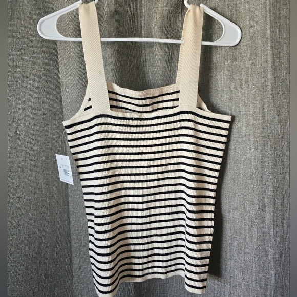Beach Lunch Lounge Striped Ribbed Tank Top Black & White NWT Size M - Picture 2 of 6